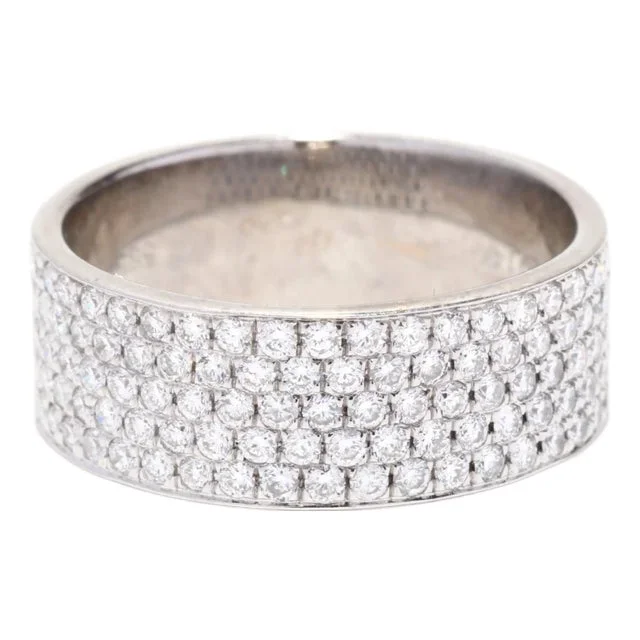 1.1ctw Diamond Thick Band Ring, 14k White Gold, Ring Size 6.75