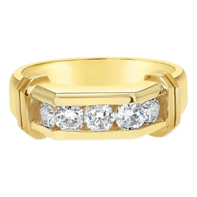 1 Carat Five Stone Diamond Wedding Band, Size 13