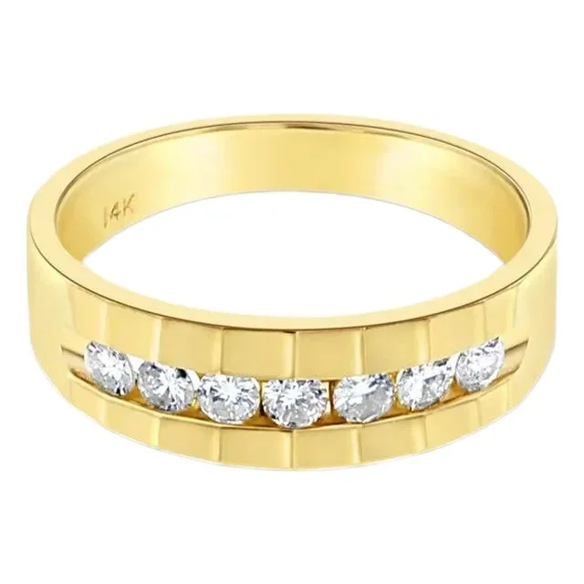 1 CT. Mens Diamond Wedding Band 14k Yellow Gold, Size 11