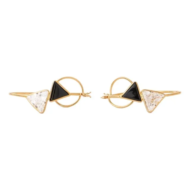 14k Yellow Gold & Onyx Hoop Earrings