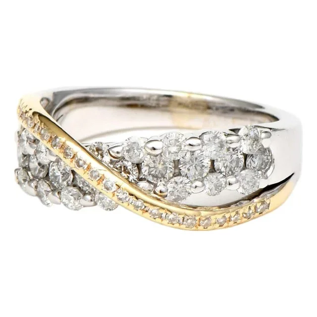 14KWY Diamond(1.11) Triple Row Statement Ring, size 5