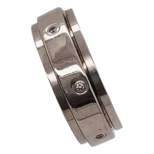 18 Karat White Gold Piaget Luxury Turning Wedding Band Ring With Diamonds