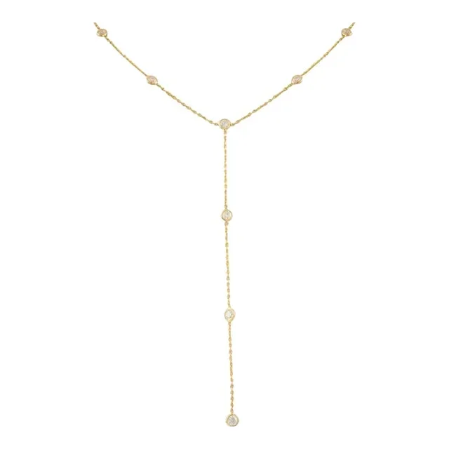 18k Gold 1 Ctw Diamond Lariat Necklace