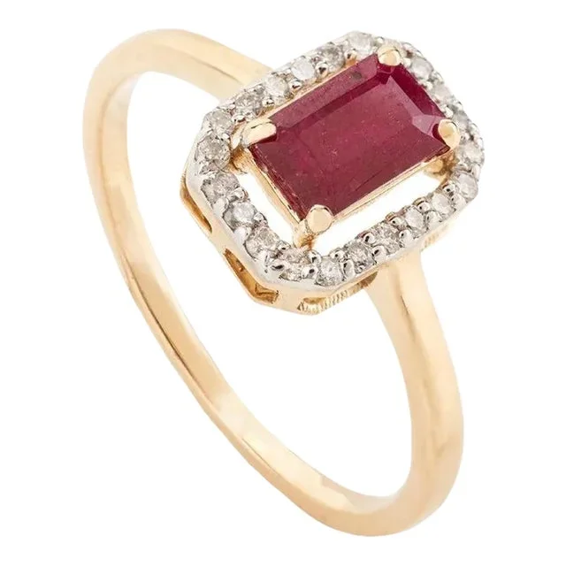 18k Gold Ruby Diamond Ring Size 7