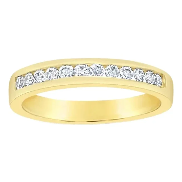 18K Yellow Gold Channel Set Diamond Wedding Band .24cttw, Size 8