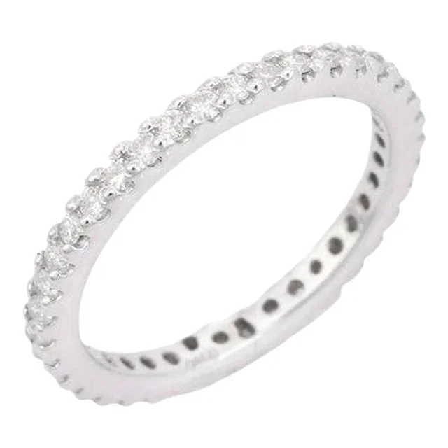 18kt Solid White Gold Stackable Diamond Eternity Engagement Band Size 7