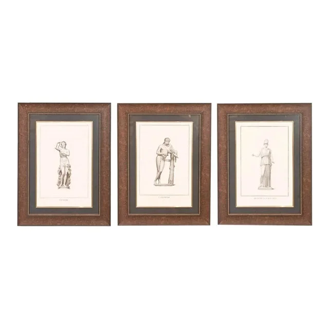 18th Century Set of 3 Antique Italian Mythological Engravings, Framed