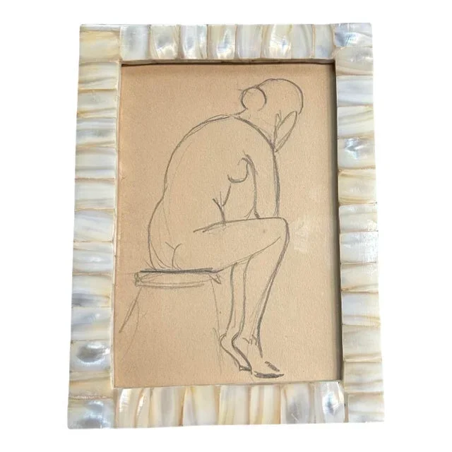 1940’s Original Abstract Female Nude Study Drawing