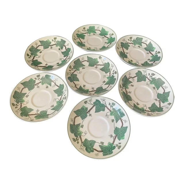 1940s Napoleon Ivy Set of 7 Saucers