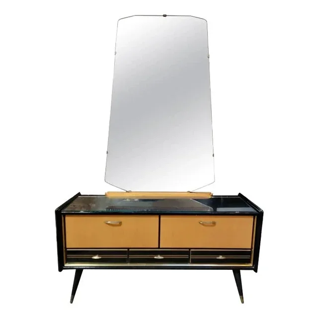 1950’s Vanity With Mirror & Lacquer Finish