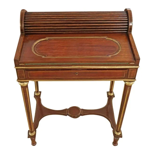1950s Louis XV Style Mahogany Cylinder Desk Ladies Desk Manner of Sormani / Kreiger