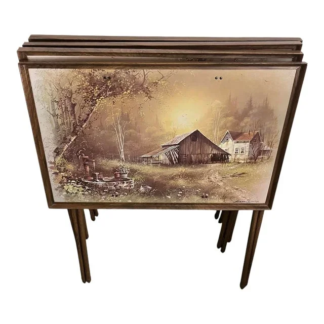 1960s Vintage Tray Tables by Andres Orpinas. Set of 4