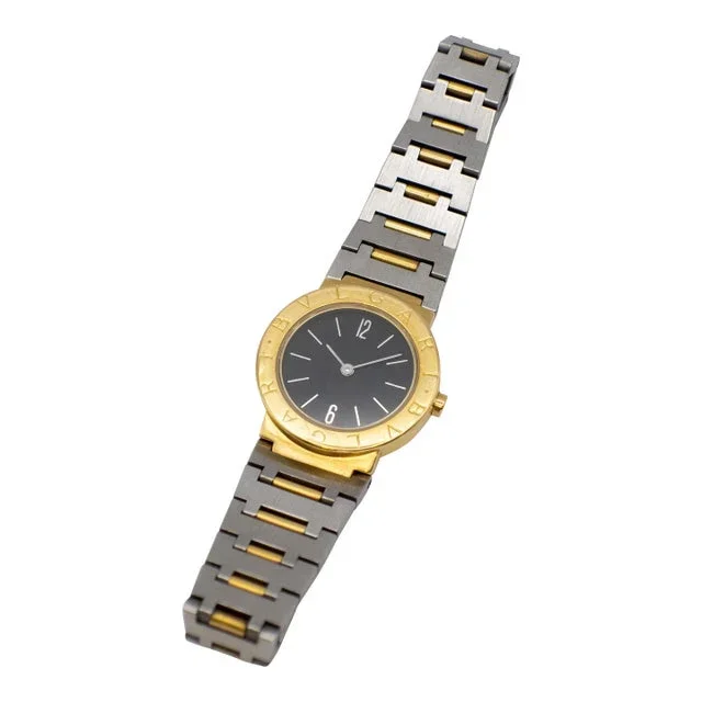 1980s Bulgari Diagono 18k Stainless Steel Ladies Quartz Watch