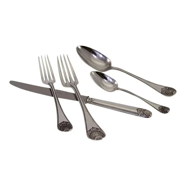 1990s Elysée Sterling Silver Hand-Crafted 5-Piece Flatware Place-Setting