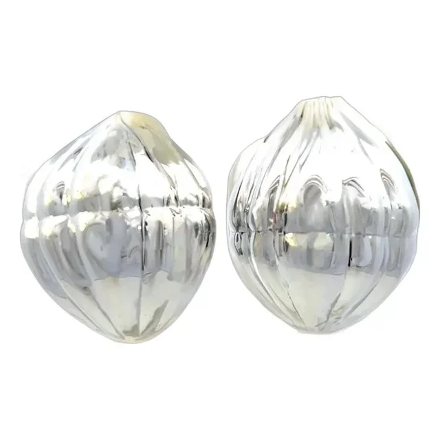 1990s Tiffany & Co Estate XL Puffed Clip-on Earrings Sterling Silver, 2 pieces