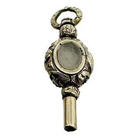 19th Century Brass and Gold Watch-Key with 2 Different Color Stones