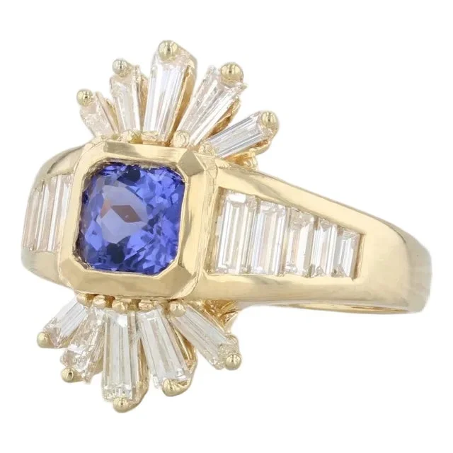 2.75ctw Tanzanite Diamond Ring 18k Yellow Gold Size 8.75 Cocktail