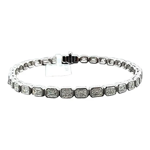 6.38 Ct Emerald Cut East-West Bezel Set Tennis Bracelet