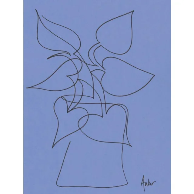 “1 Line Minimalist Botanic #2” Contemporary Minimalist Original Drawing by CL Auker