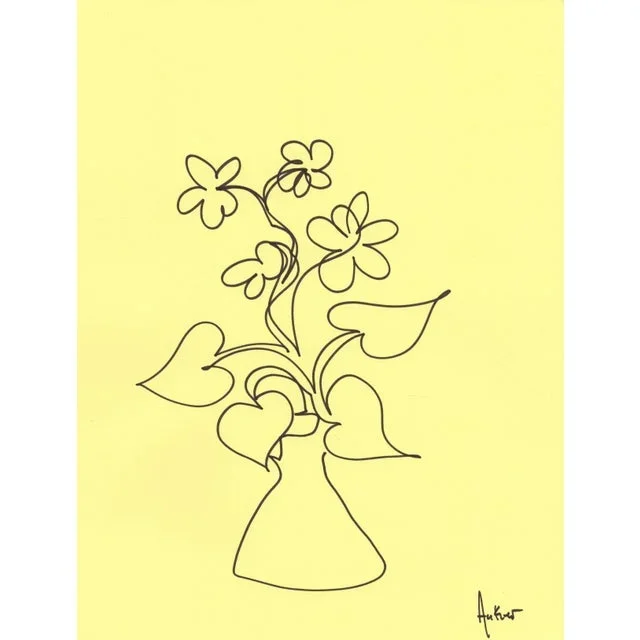 “1 Line Minimalist Botanic #8” Contemporary Original Ink Drawing by CL Auker