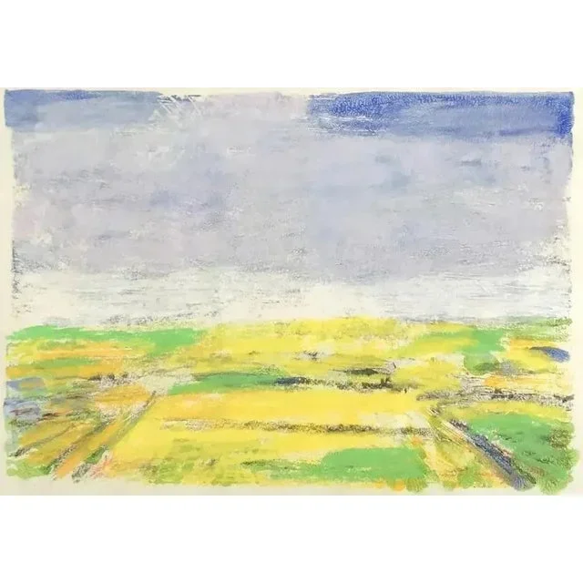 “Hermosa Beach, High Blue Sky” Contemporary Abstract Pastel Drawing by Ben Junta