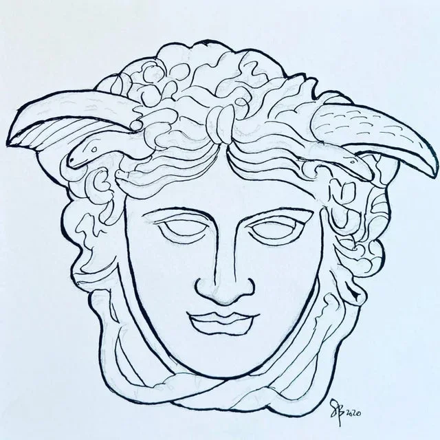 “Medusa” Contemporary Original Still Life Drawing by Shabs Beigh