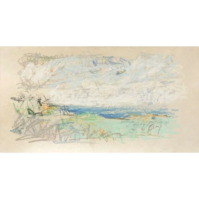“Peaking Blue” Contemporary Abstract Seascape Pastel Drawing by Ben Junta