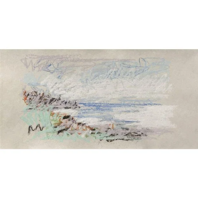 “Purplish on High” Contemporary Abstract Seascape Pastel Drawing by Ben Junta