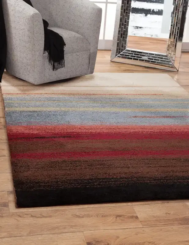 Abacasa Ava 2307 Machine Woven Contemporary Abacasa Ava Serenity Beige, Blue, Red, And Multi Area Rug – 5 X 8 Rectangle Area Rug