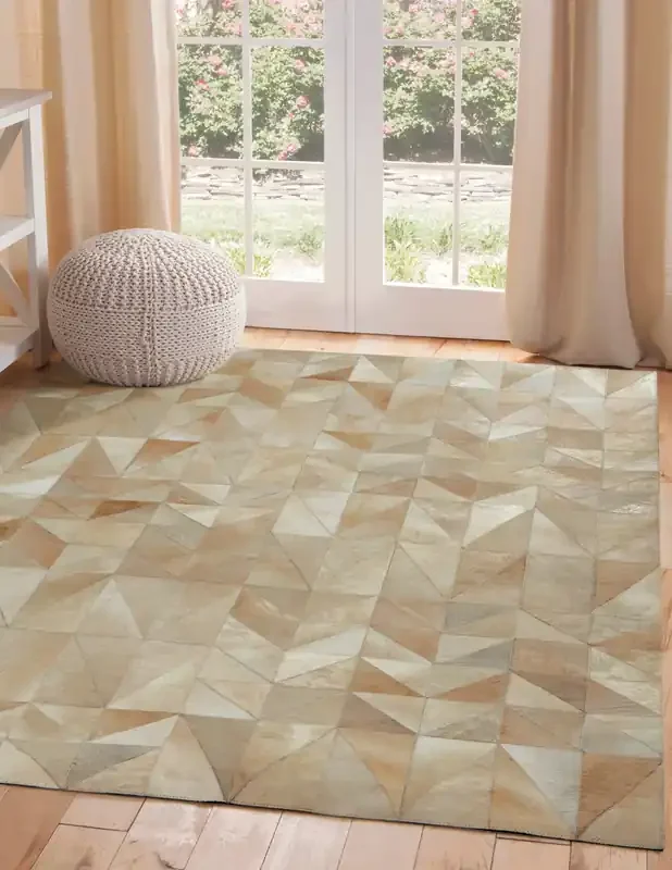 Abacasa Geo Hide 8807 Hand Woven Ivory, Tan, Natural Area Rugs