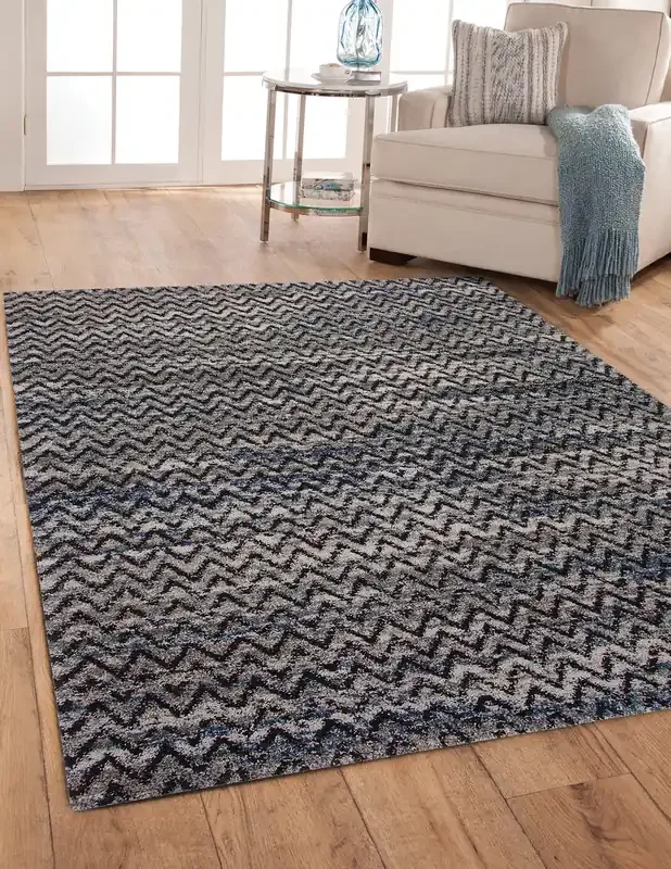 Abacasa Granada 2587 Machine-woven Transitional Abacasa Granada Riley Black, Blue, Natural, And Ivory Area Rug – 5 X 8 Rectangle Area Rug