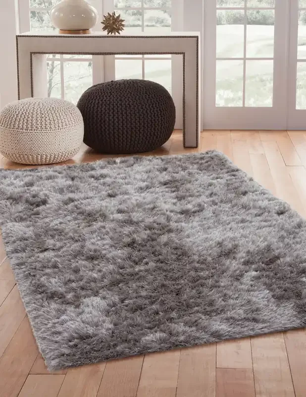 Abacasa Luxe Shag 8505 Hand Woven Grey Area Rugs