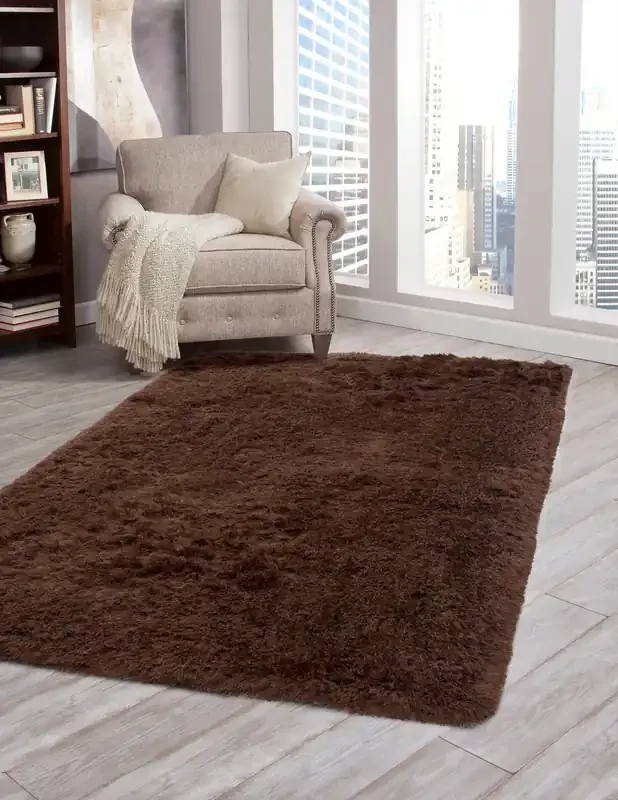 Abacasa Luxe Shag 8507 Hand Woven Chocolate Area Rugs