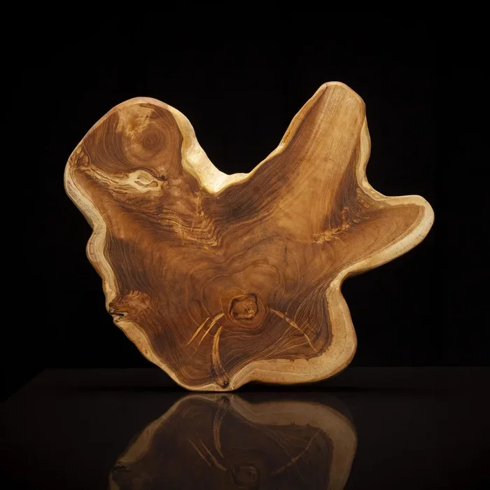 Abstract Teak Root Cutting Board And Serving Tray