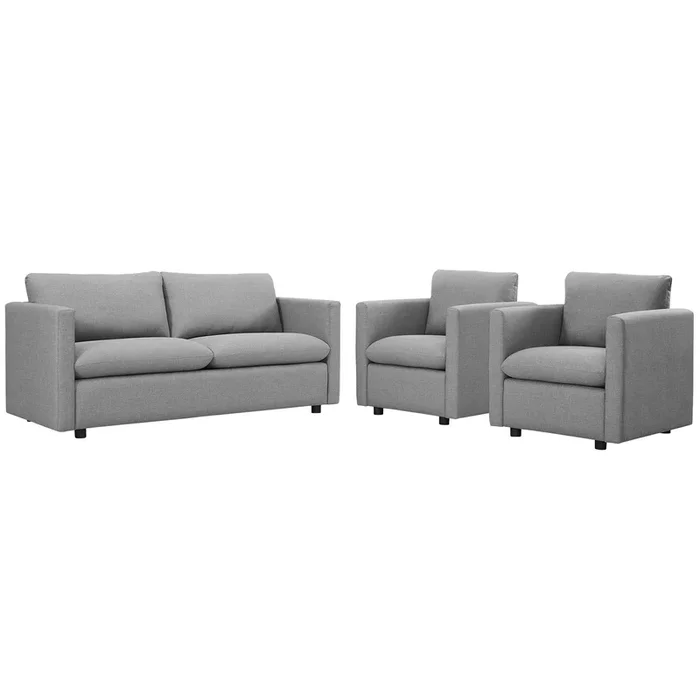 Activate 3 Piece Upholstered Fabric Set in Light Gray