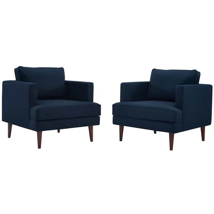 Agile Upholstered Fabric Armchair Set of 2 in Blue
