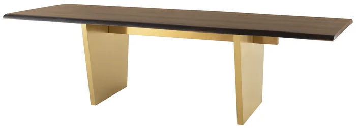 Aiden Dining Table – Seared with Brushed Gold Legs, 112in