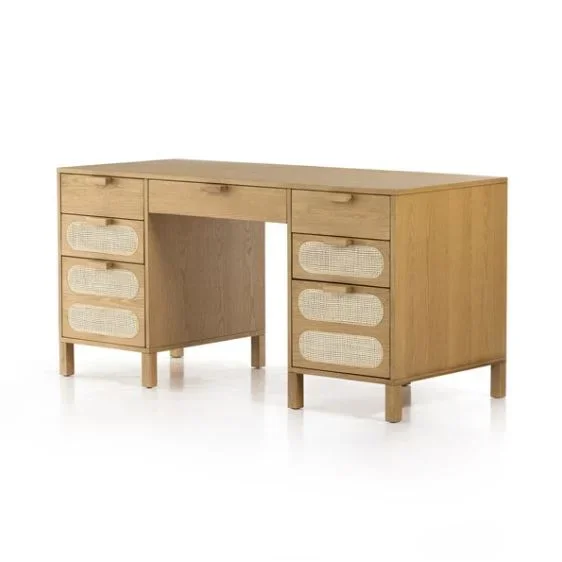 Allegra Executive Desk-Honey Oak Veneer
