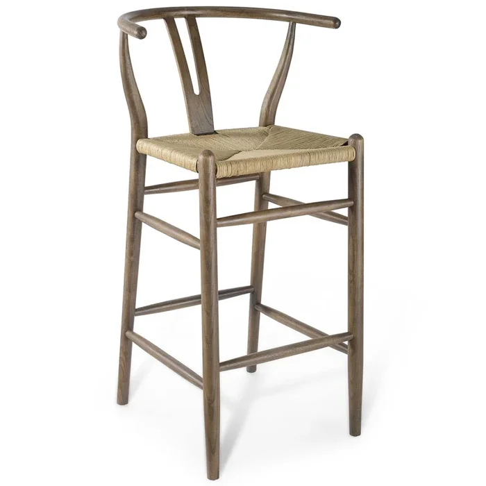 Amish Wood Bar Stool in Gray