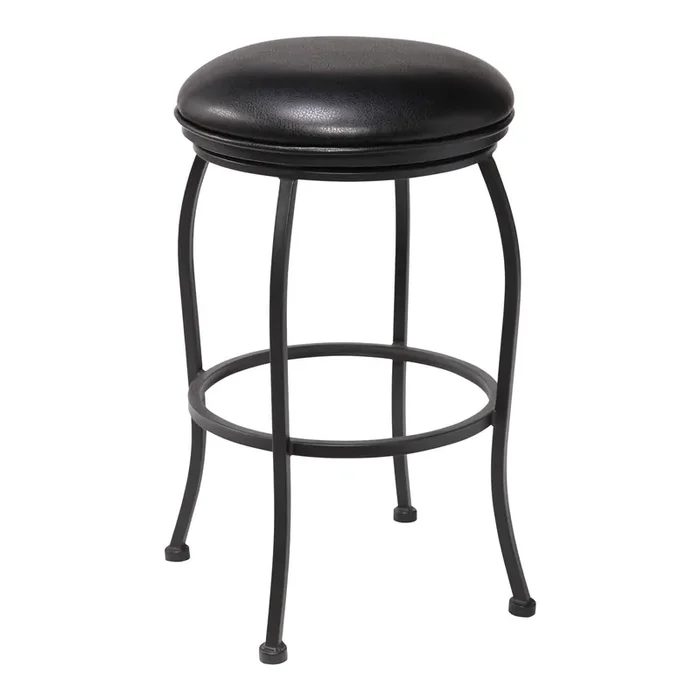 Amy Contemporary 30″ Bar Height Barstool In Matte Black Finish And Black Faux Leather