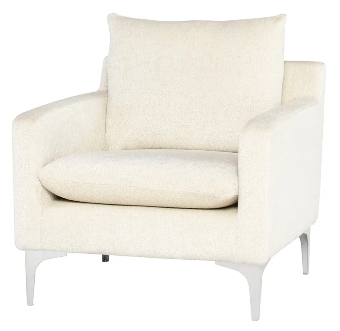 Anders Lounge Chair – Coconut with Brushed Stainless Legs