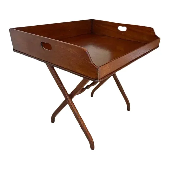 Antique Folding Mahogany Butler’s Tray Table