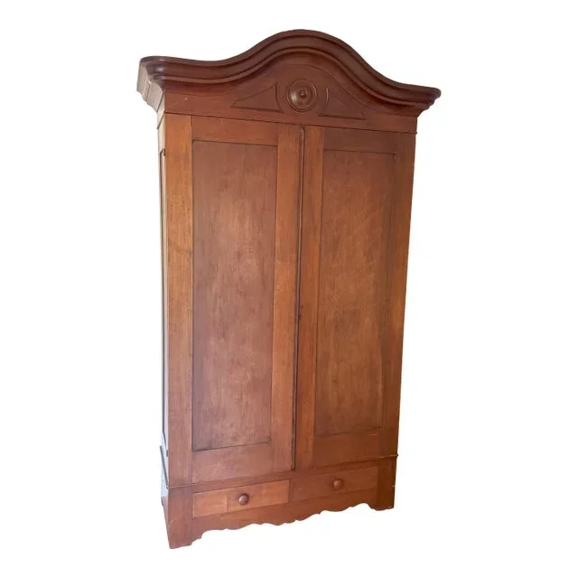 Antique French “Chapeau De Gendarme” Walnut Armoire, C. 1850s – Louis XV Rococo Revival Style