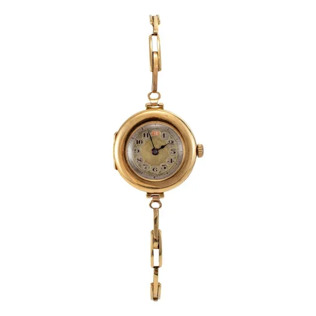 Antique Rolex 1920s Manual Winding 26mm 15k Yellow Gold Ladies Watch