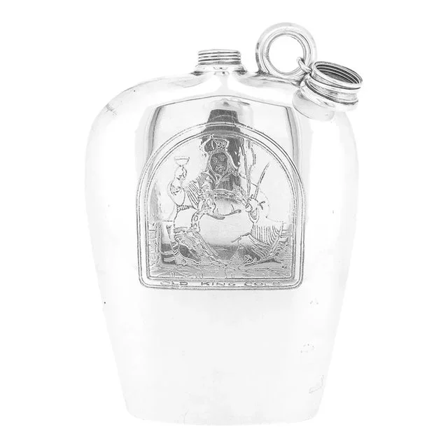 Antique Watrous Sterling Silver Old King Cole Figural Liquor Whisky Hip Flask