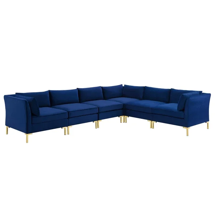 Ardent 6-Piece Performance Velvet Sectional Sofa in Navy-1