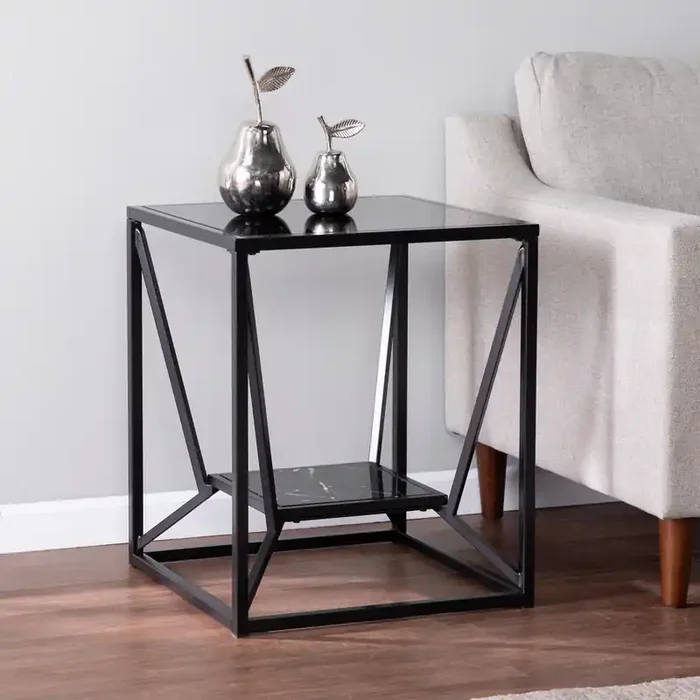 Argall Square Glass-top End Table