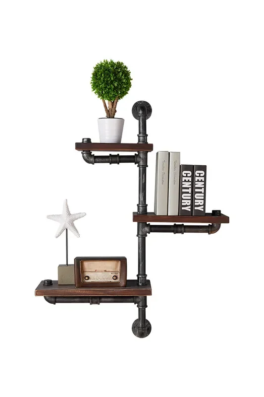 Armen Living 30″ Orton Industrial Pine Wood Floating Wall Shelf In Gray And Walnut Finish