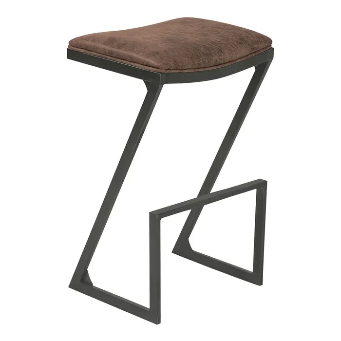 Armen Living Atlantis 30″ Bar Height Backless Barstool In Mineral Finish With Bandero Tobacco Fabric