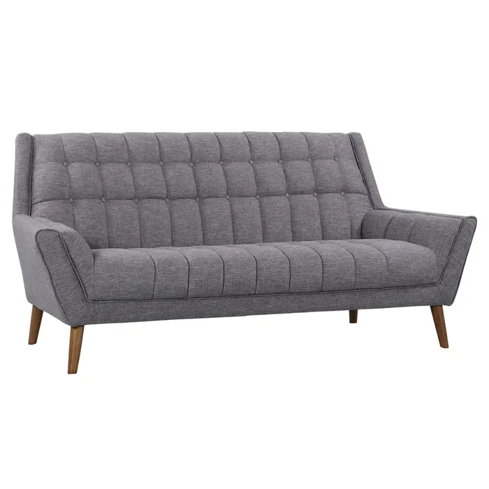 Armen Living Cobra Mid-century Modern Sofa In Dark Gray Linen And Walnut Legs